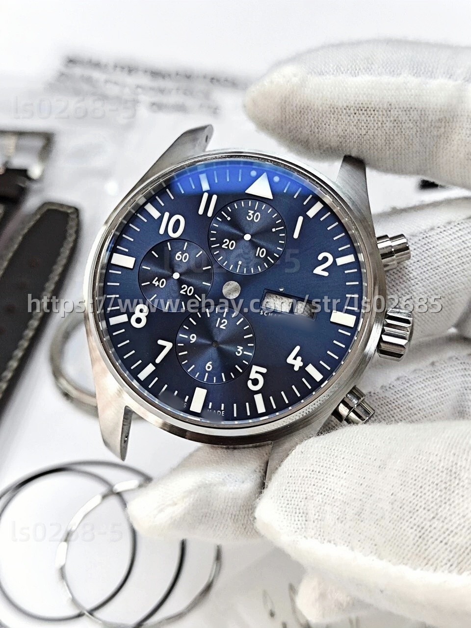 DIY 43mm stainless steel kit with dial, strap, and hands suitable for 7750