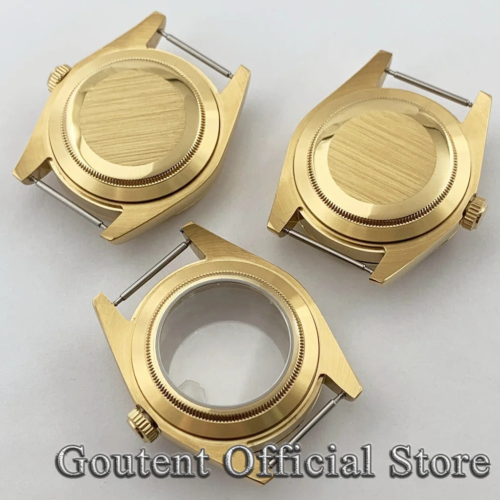 Men’s Gold Sapphire Glass Watch Case 36mm 39mm Fit PT5000 NH34 NH35 NH36 ETA 282