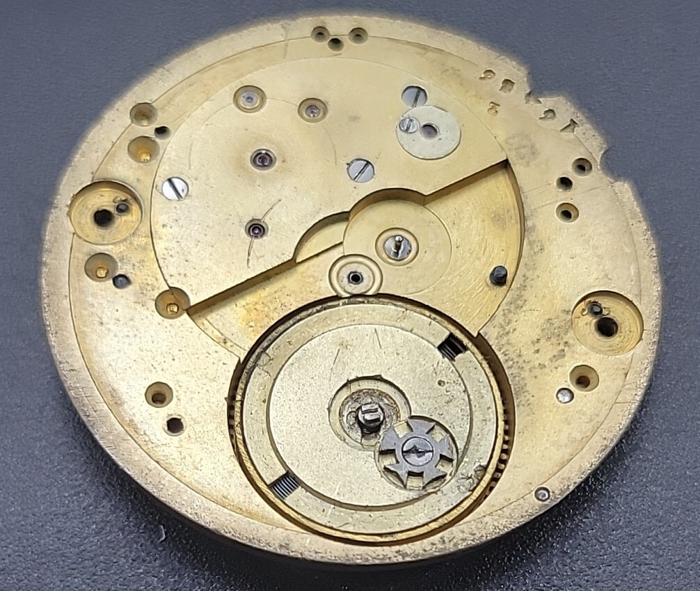 Antique Leon Huguenin Pocket Watch Movement 36.5mm For Repairs