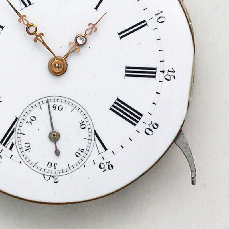 Swiss Rooster Trade Mark Pocket Watch Movement & Enamel Dial ca. 1890’s