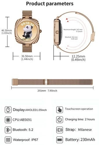Smart Watch Stainless Steel Luxury Watch Bluetooth Call IP67 Fashion Bracelet A