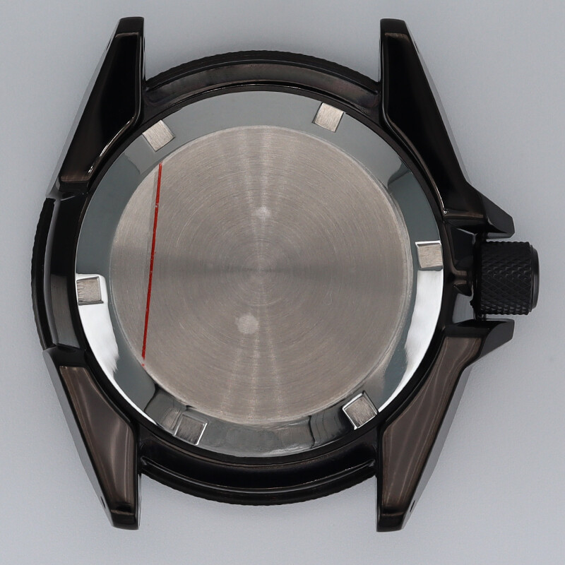 43.8mm Black Seiko Samurai Watch Cases Stainless Steel Sapphire For NH35 nh36 38