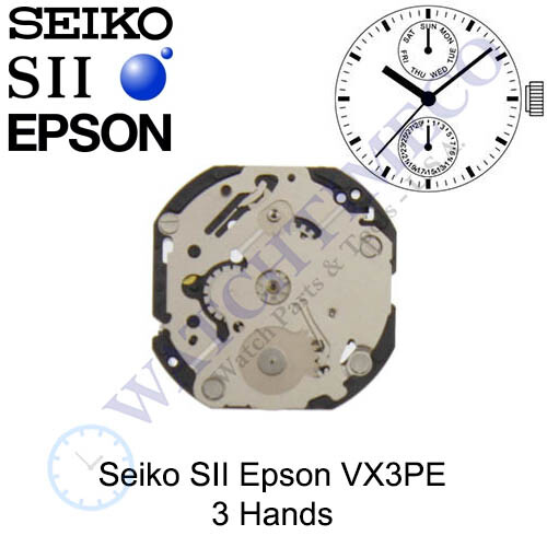 Genuine Seiko SII Epson VX3P / VX3PE Watch Movement Japan 3 Hands