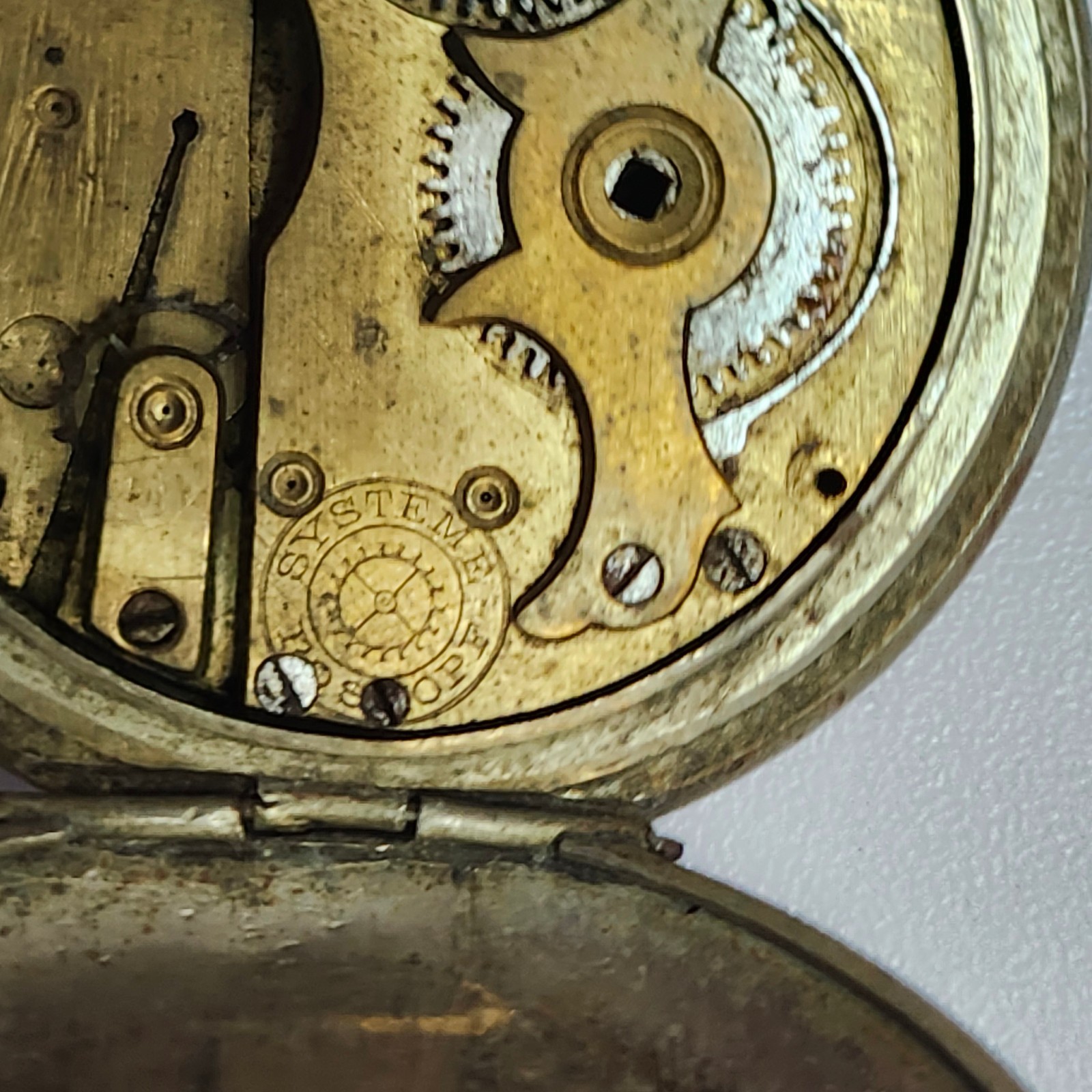 Systeme Roskopf Pocket Watch Movement Case Salvage Parts Repair As Is