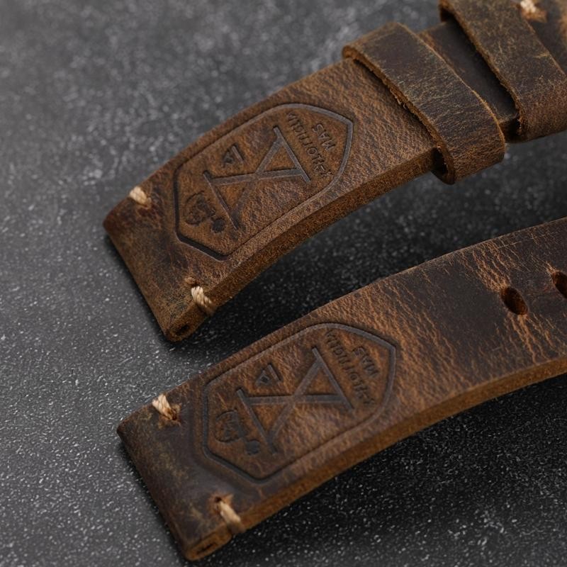 Thick Cowhide Strap for Apple Watch 8-6-5-ultra Handmade Band Leather