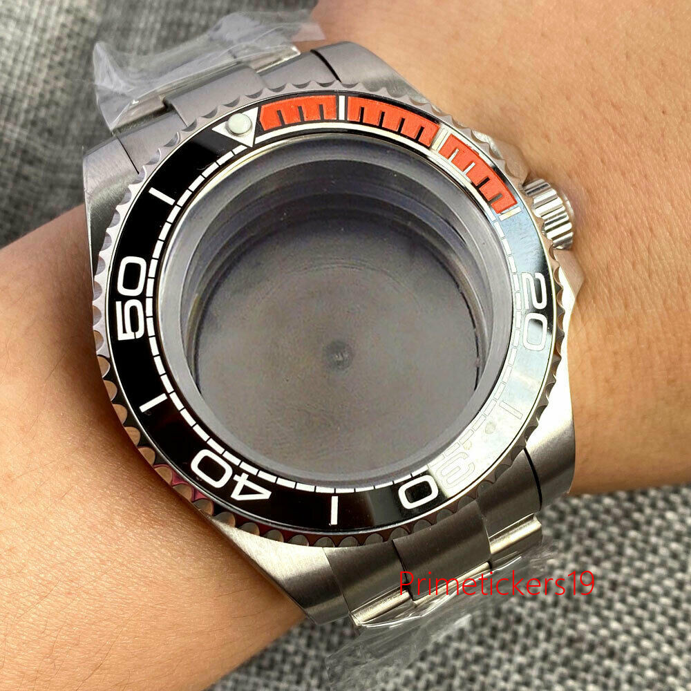 43mm Watch Case Steel Band Fit NH35 NH36 ETA2836 PT5000 Miyota82 Screwdown Crown