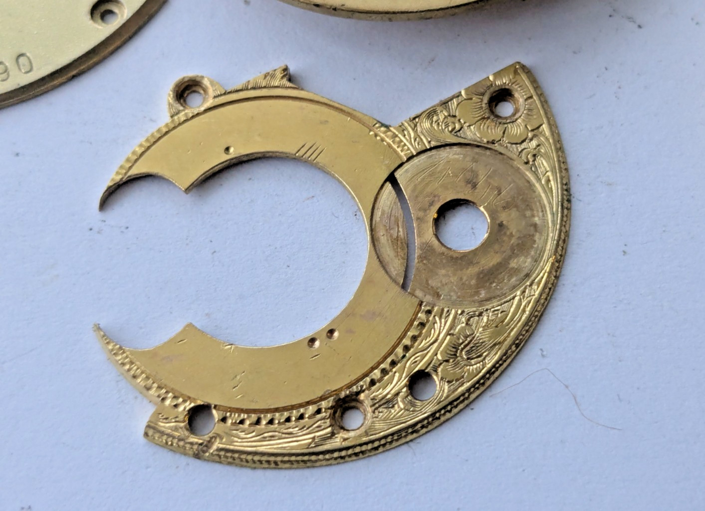 Antique 18th/19th C English Fusee Watch Parts Balance Cocks Hand Engraved Brass