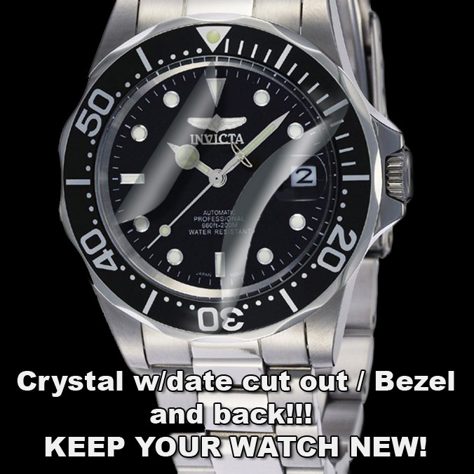 For Invicta Pro Dive HD Clear Crystal Protect anti-scratch DateWindow, Bezel!!
