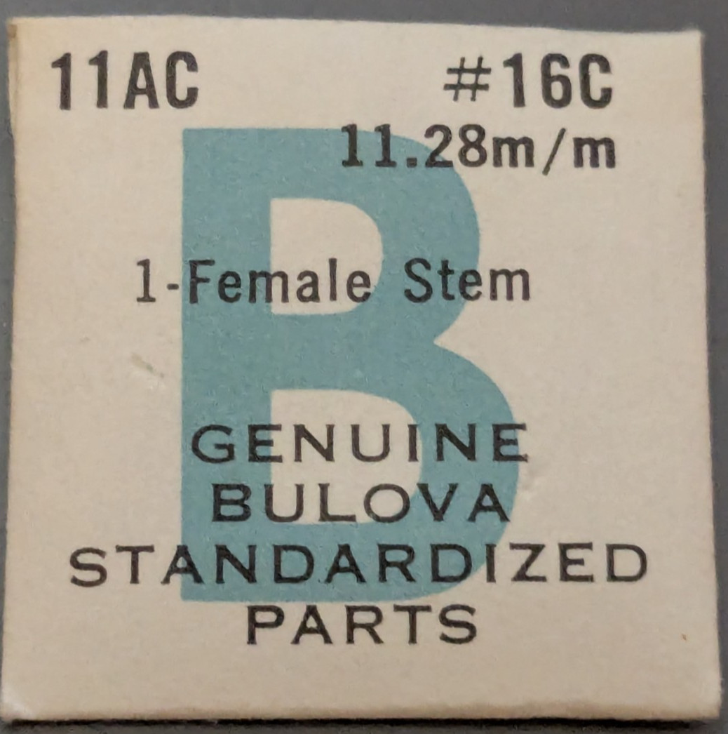 NOS NEW Genuine Bulova Cal. 11AC – # 16C 11.28 mm Female Stem – Watch Part