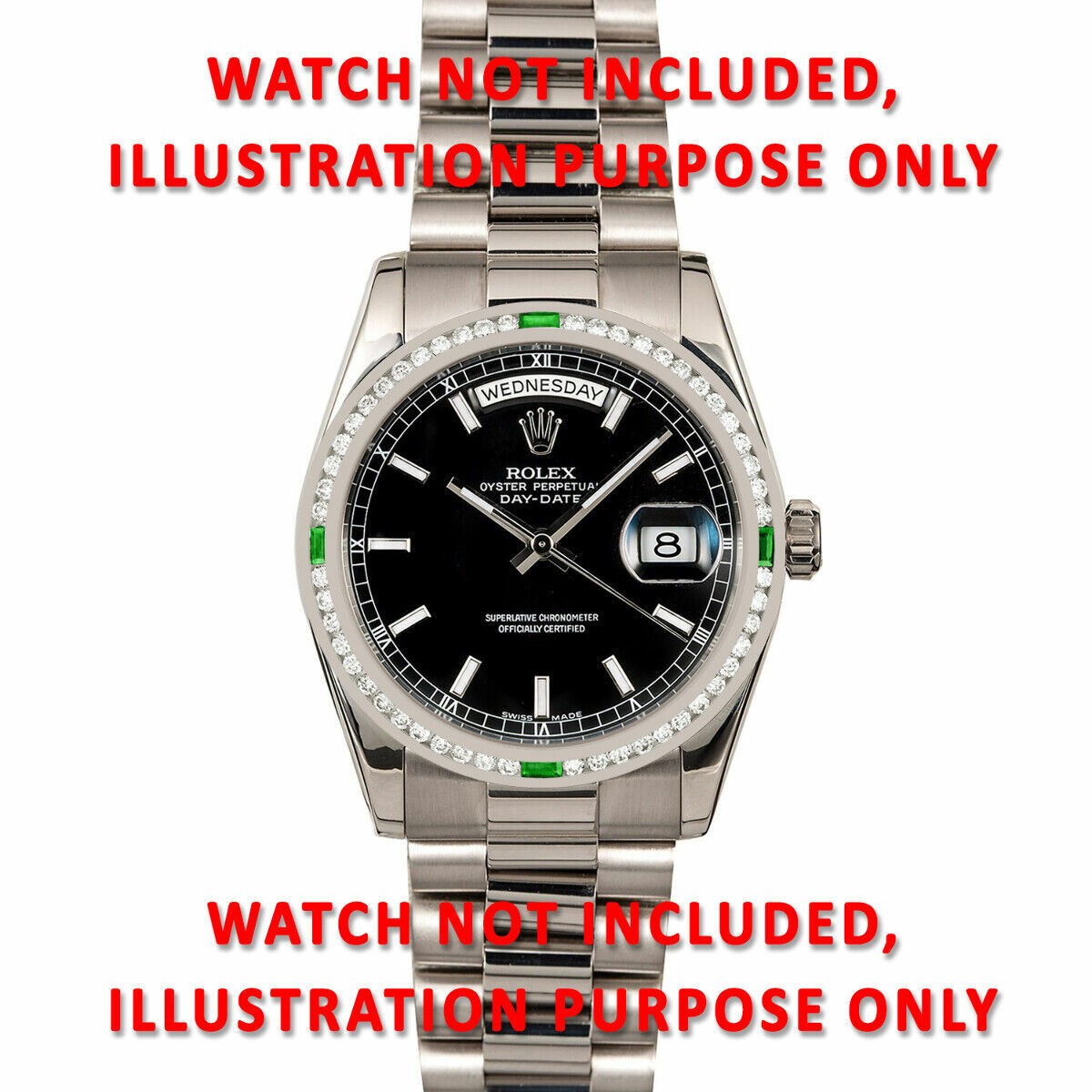 MEN 1.30CT CHANNEL NATURAL DIAMOND BEZEL 18KW FOR ROLEX DATEJUST WITH EMERALD