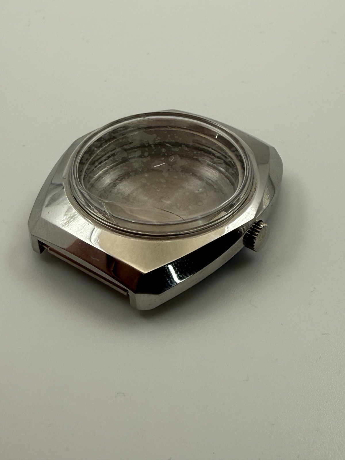 Lot of 20 pcs NOS Vintage Vialux Ref. 2790-7 Steel Watch Cases w/ Crown & Plexi