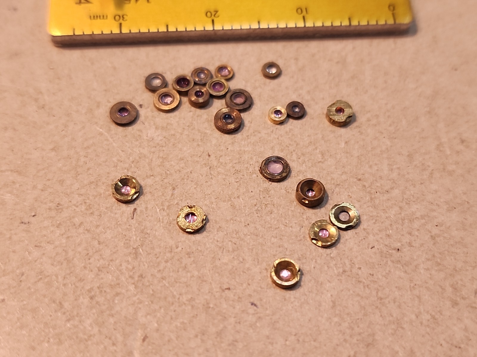 Lot Of 21 Mixed American Pocket Watch Cap Jewels Endstones Parts Spares