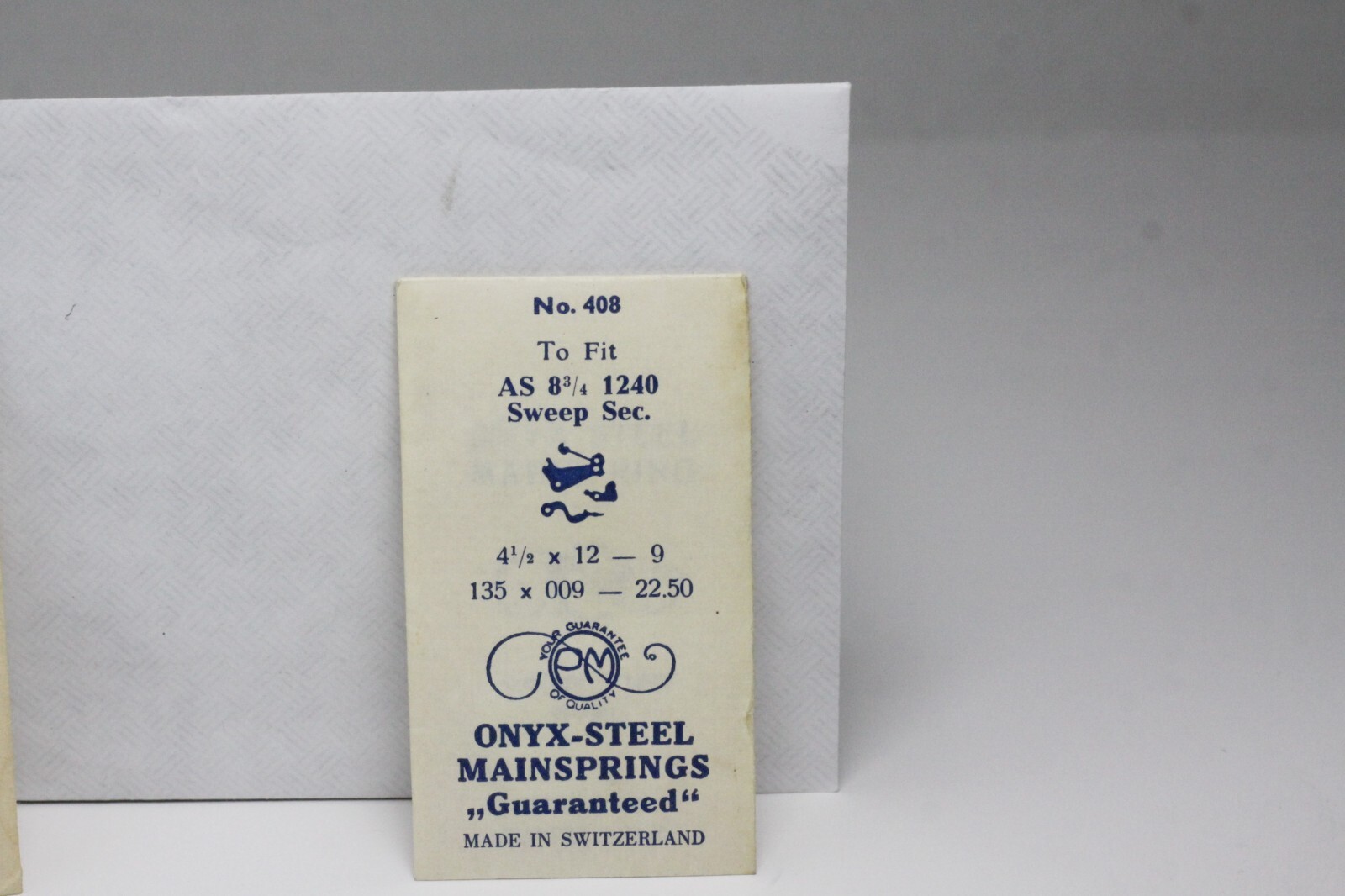 ONYX-STEEL NUMBER 408 AS 8 3/4 1240 SWEEP SECOND HAND 16R