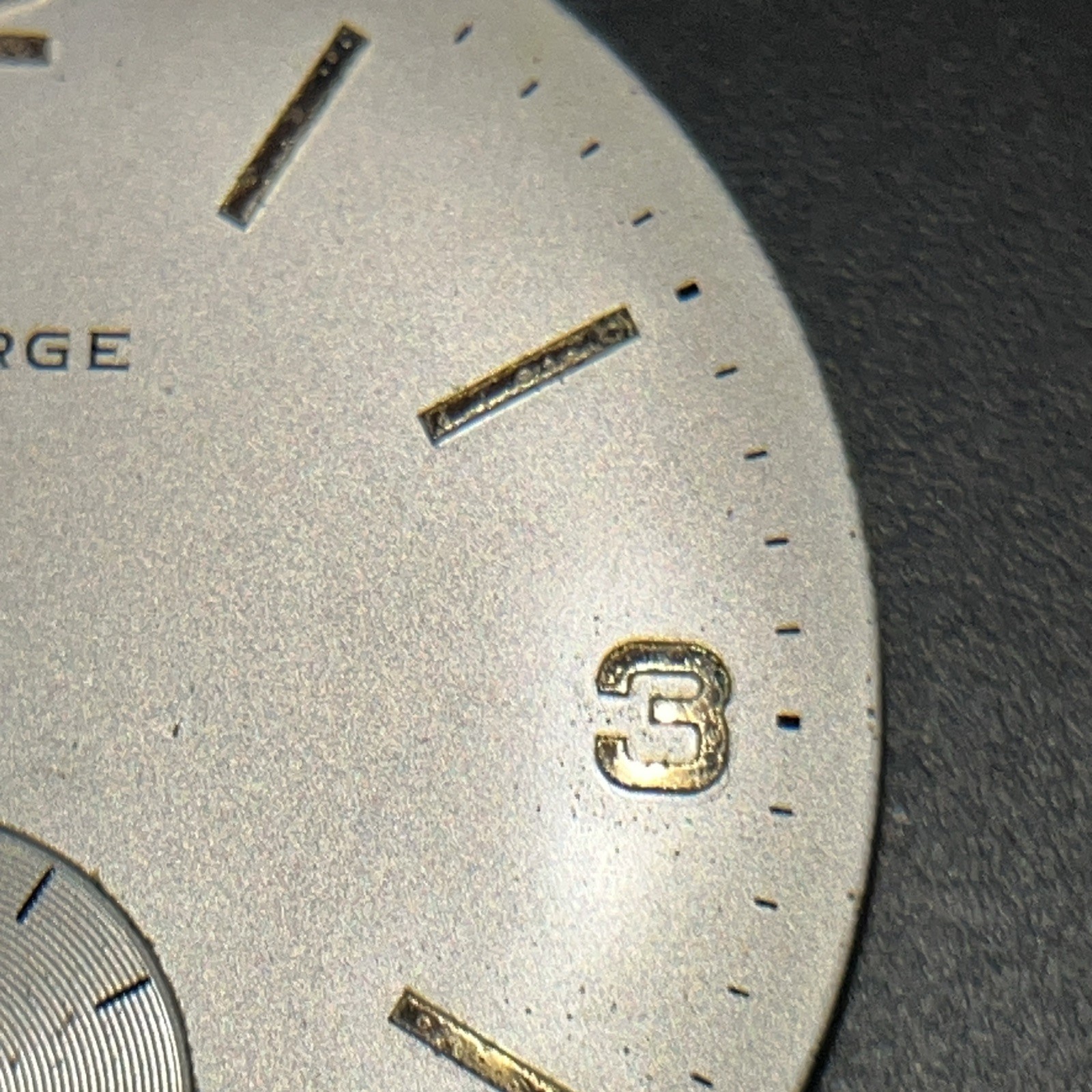 VTG La Forge Watch Dial with Sub -Seconds Swiss Made for Parts Repair