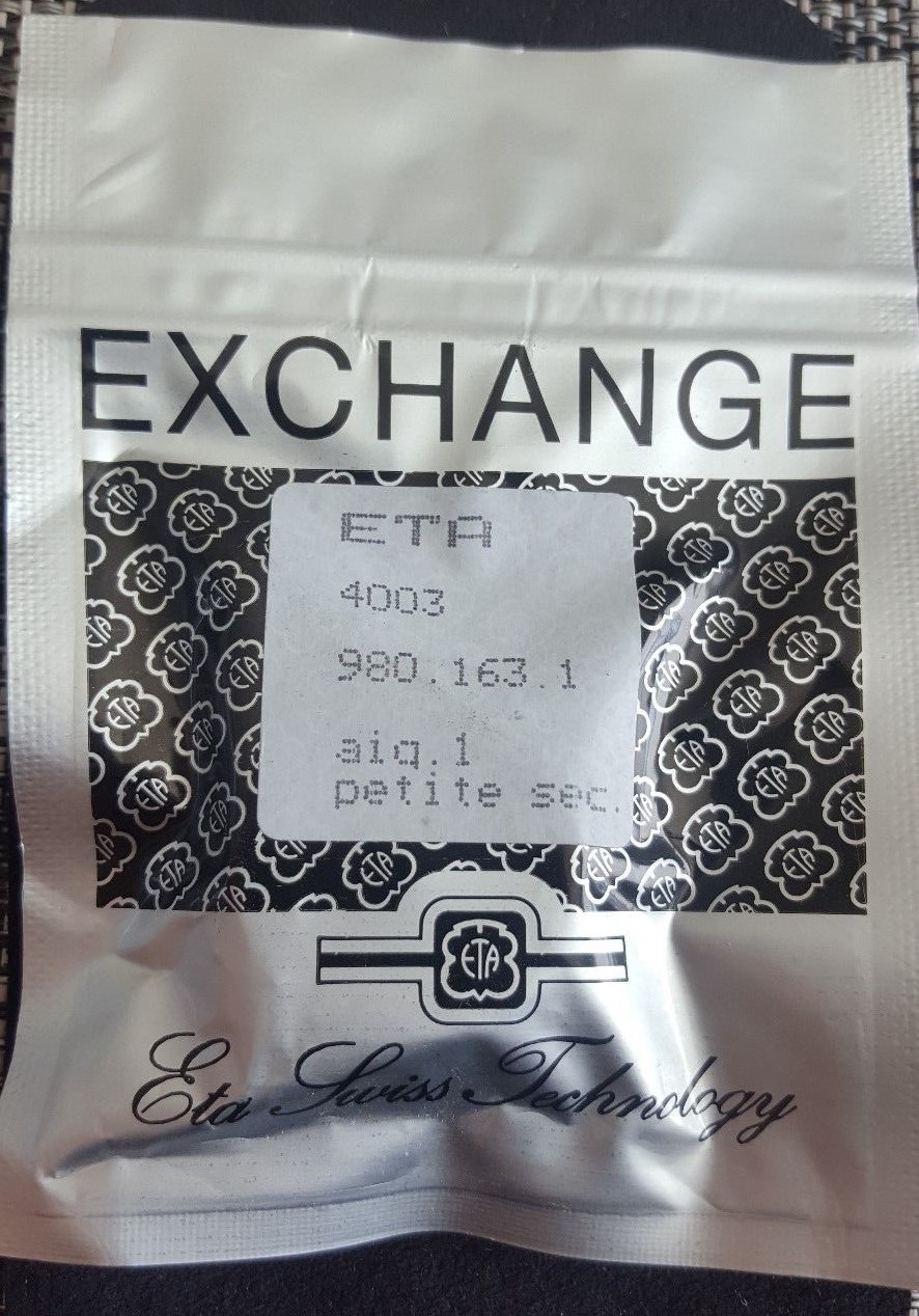 ETA Movement Caliber 980.163 (H1) Hour Wheel Height 0.98mm