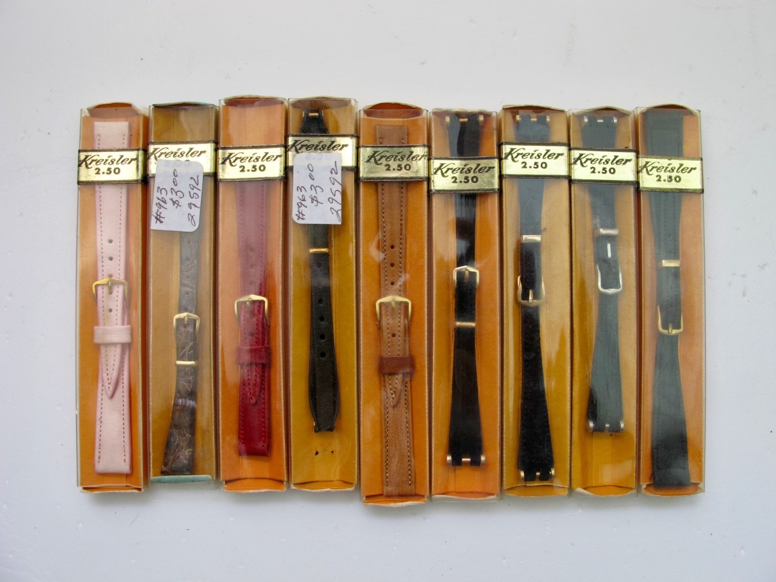 Lot of 9 New Old Stock Kreisler Ladies Leather Watchbands
