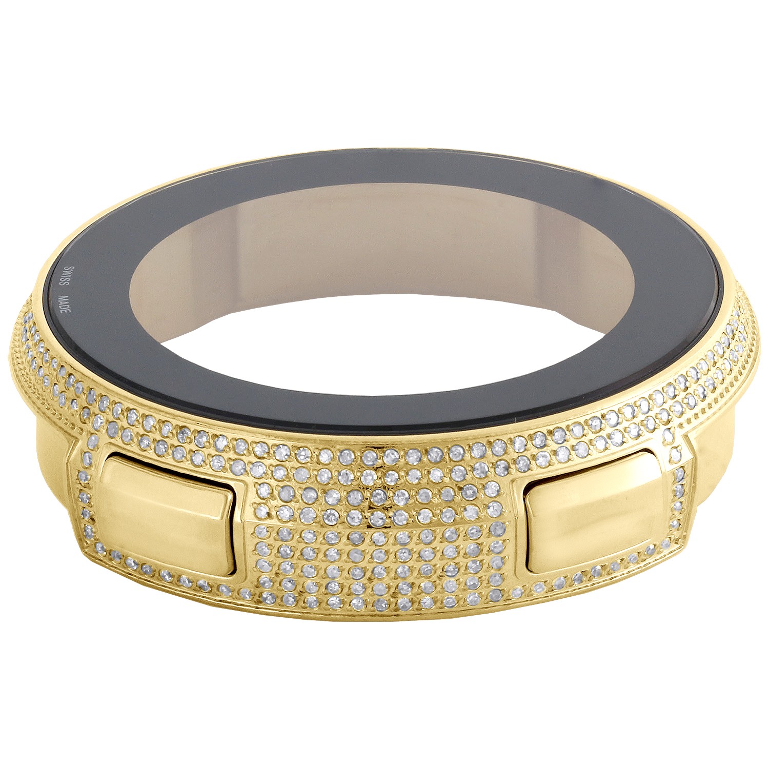 Mens Gold Steel Gucci Diamond Case for I Gucci Digital Watch YA114 Models 2.5 CT