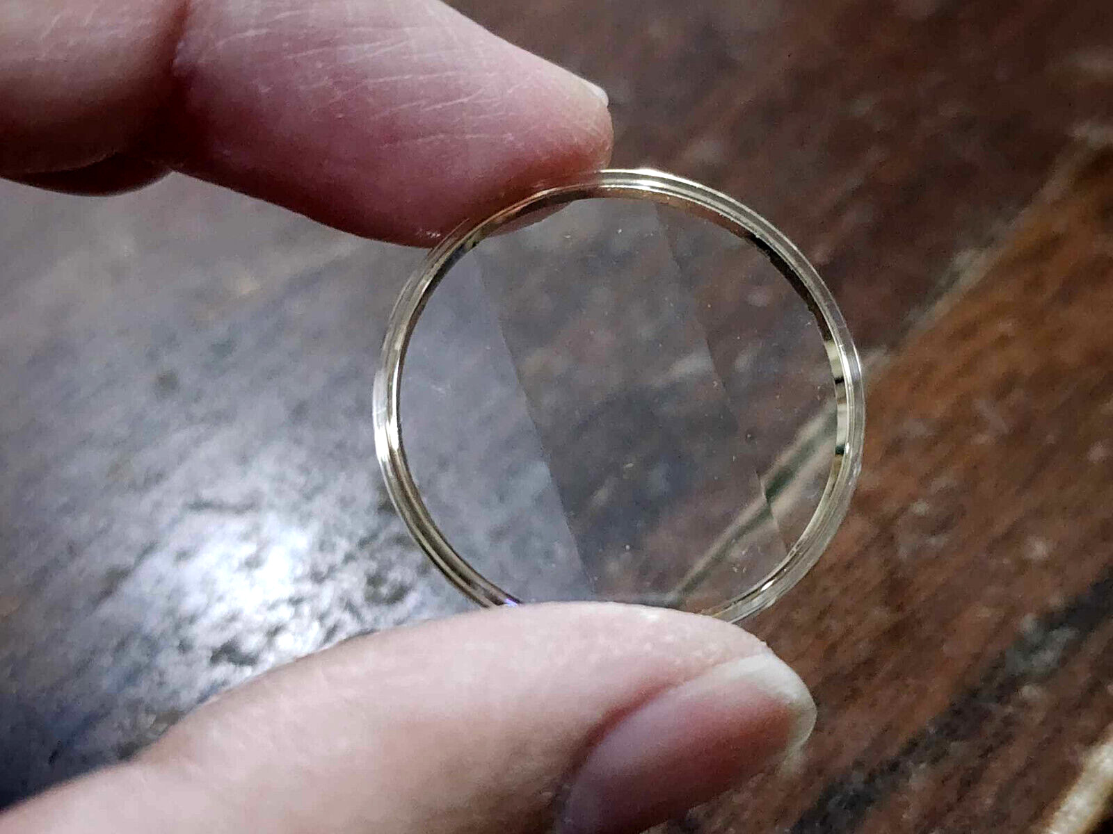 Citizen Seiko 31mm Faceted Plexiglass Crystal With Gold Tension Ring.