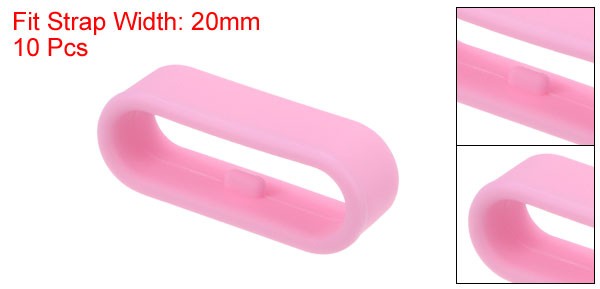 10Pcs Watch Band Strap Loops Silicone Fastener Rings for 20mm Band Pink