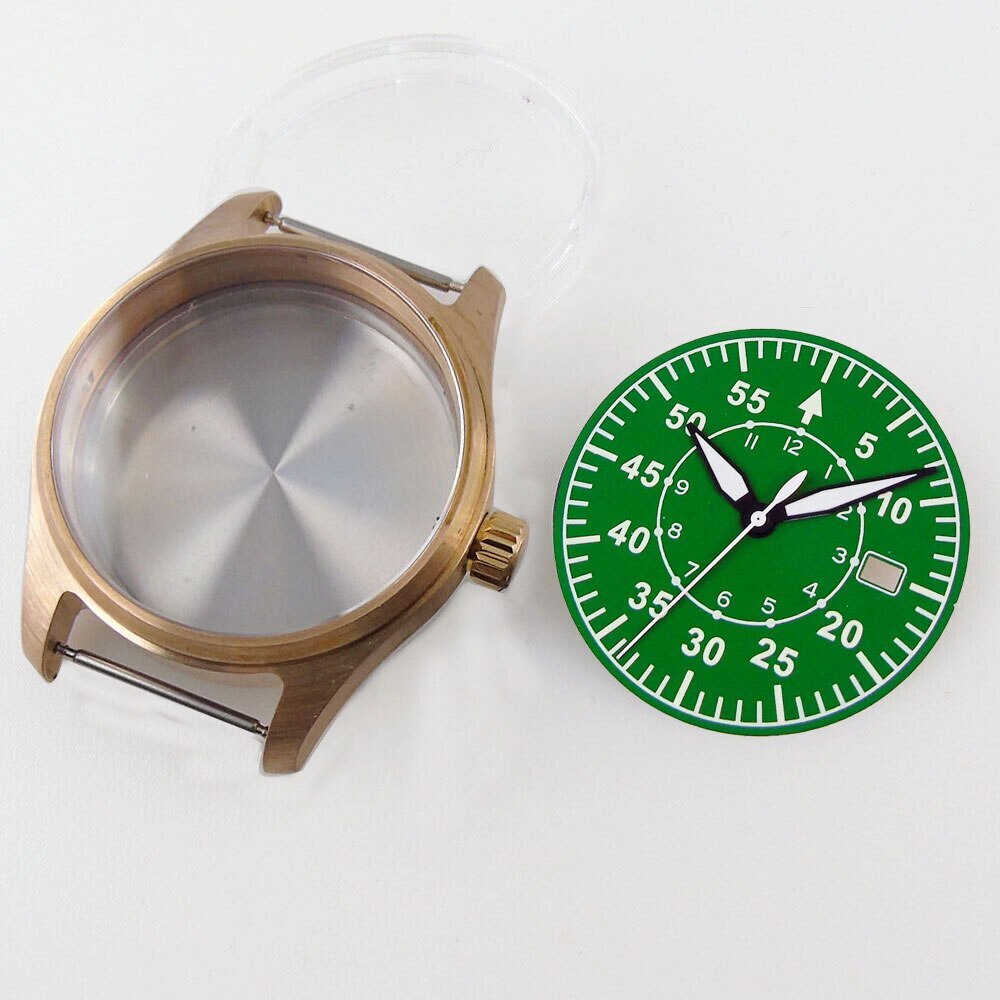 39mm Diver Watch Case CUSN8 Bronze Sapphire Crystal Fit NH35 NH36 ETA2824 PT5000
