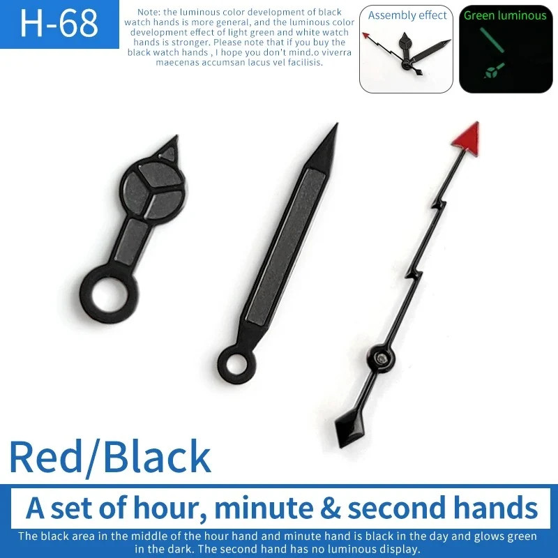Black Trim Black Second Watch Lume Watch Hands for 6309 Ne15 NH35 7009 7002 7S26