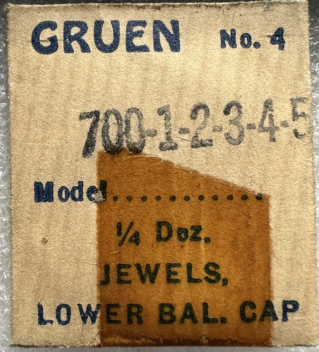 GRUEN EB330 CAL 700- 1-2-3-4-5 LOWER BAL CAP JEWEL 1/4 DOZ REPAIR NOS WP1