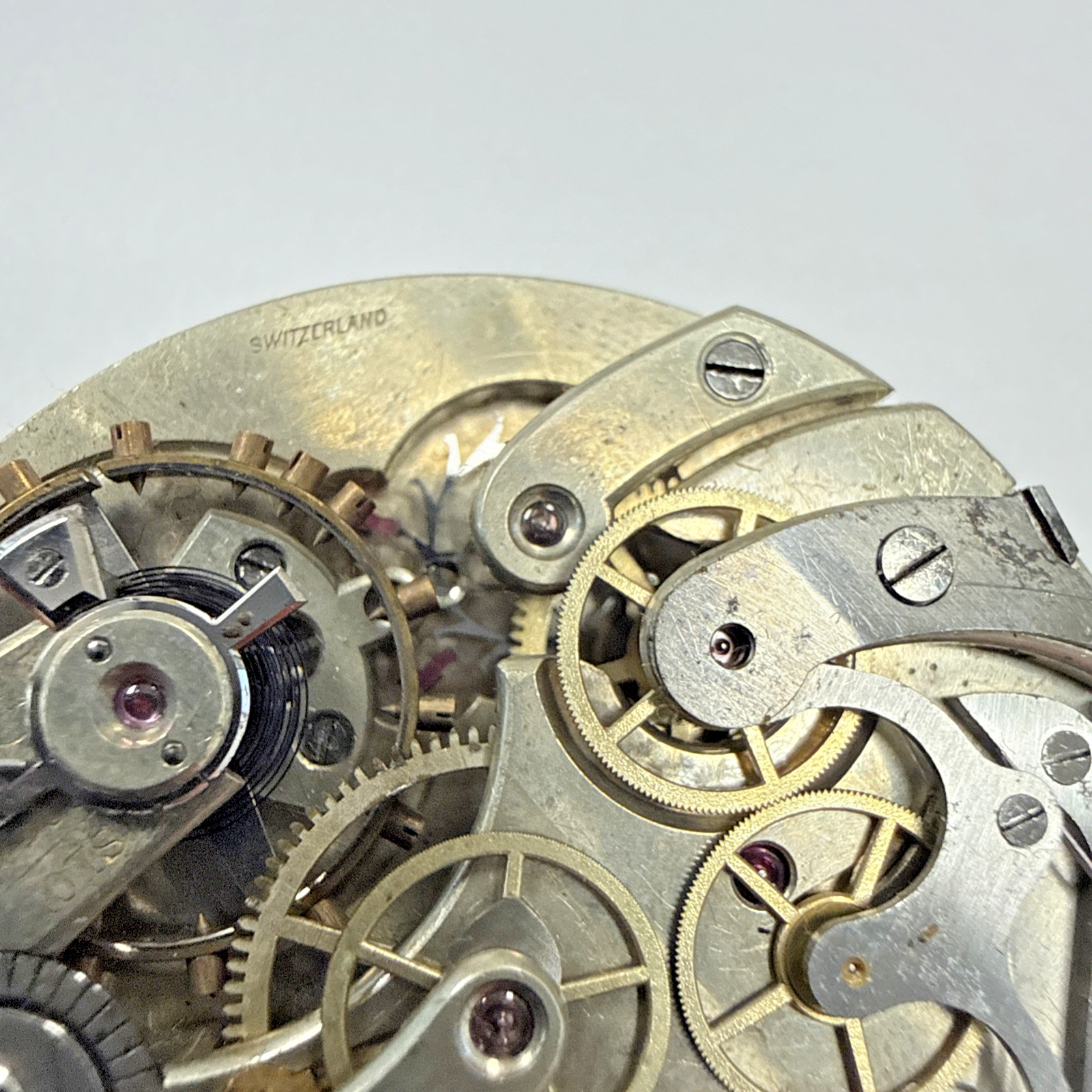 Agassiz Antique 43mm Chronograph Hunter Pocket Watch Movement Swiss Made