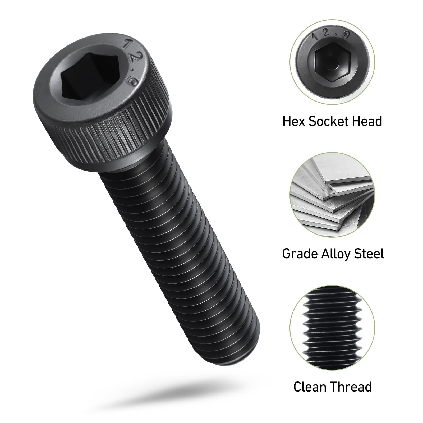 M8-1.25 x 35mm Bolt, 20PCS M8 Hex Socket Head Cap Screws Bolts, 12.9 Grade Al…