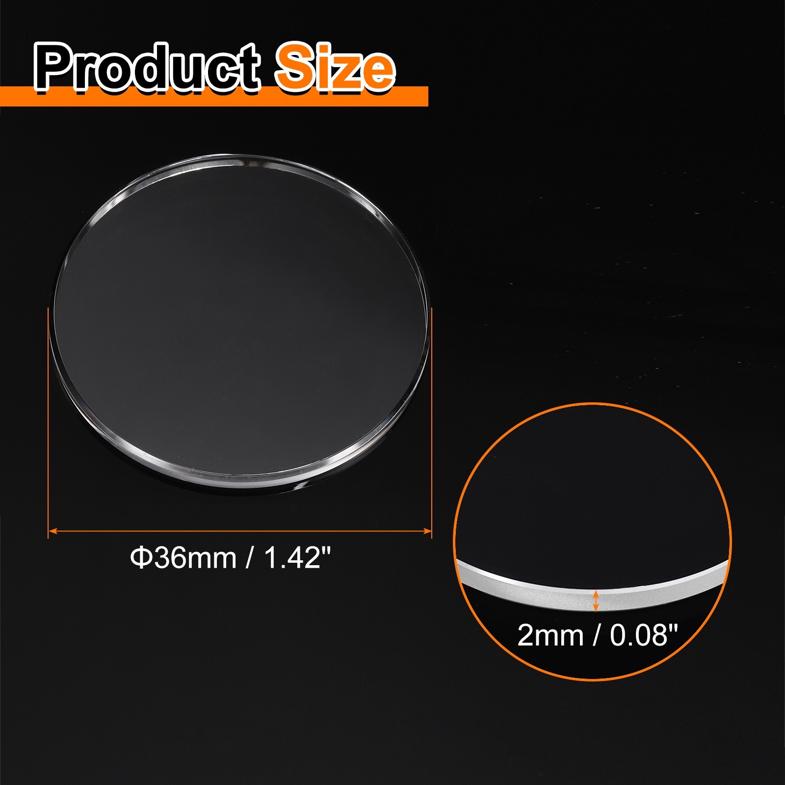 Watch Crystal Glass Lens 36mm Dia 2mm Thick Flat Round Sapphire Replacement