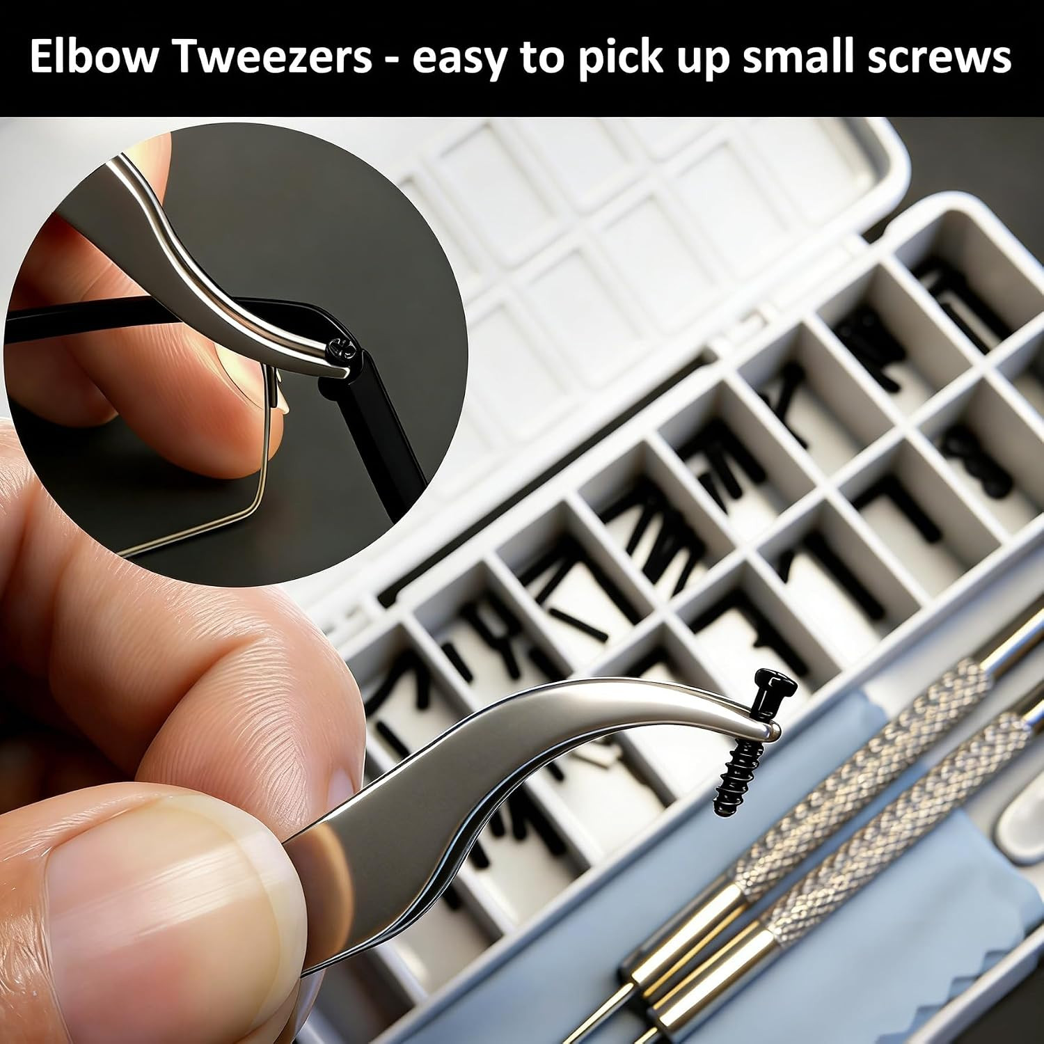 Black Eyeglass Repair Kit with 18 Sizes Black-Coated Screws, 1.4mm Precision …