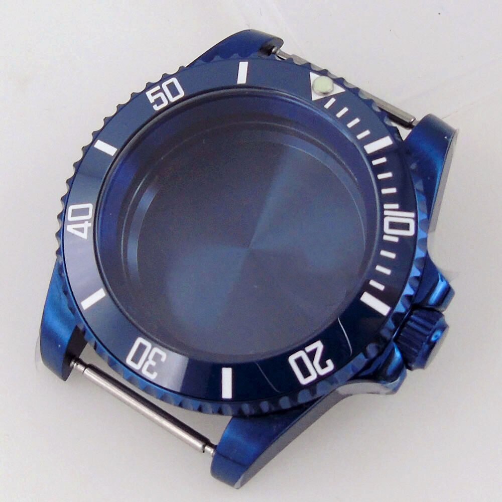 New 20ATM Dive Case 40mm Steel Blue Watch Case Sapphire for NH34 NH35 NH36 Parts