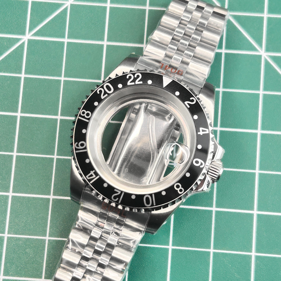 40MM SUB GMT Retro Black bezel Watch Case Sapphire 20ATM Mod Fit NH34 NH35 NH36