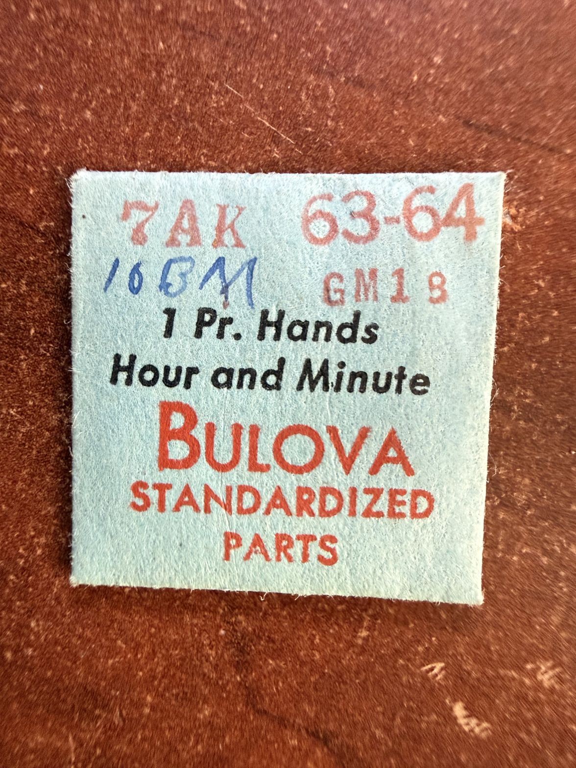 Bulova 7AK #63-64 Hands Pair Hour & Minute GM18 NOS Watch Hands