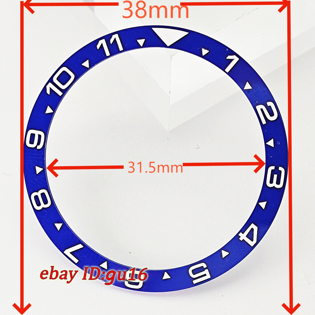 38mm black white blue green gold ceramics flat surface watch bezel