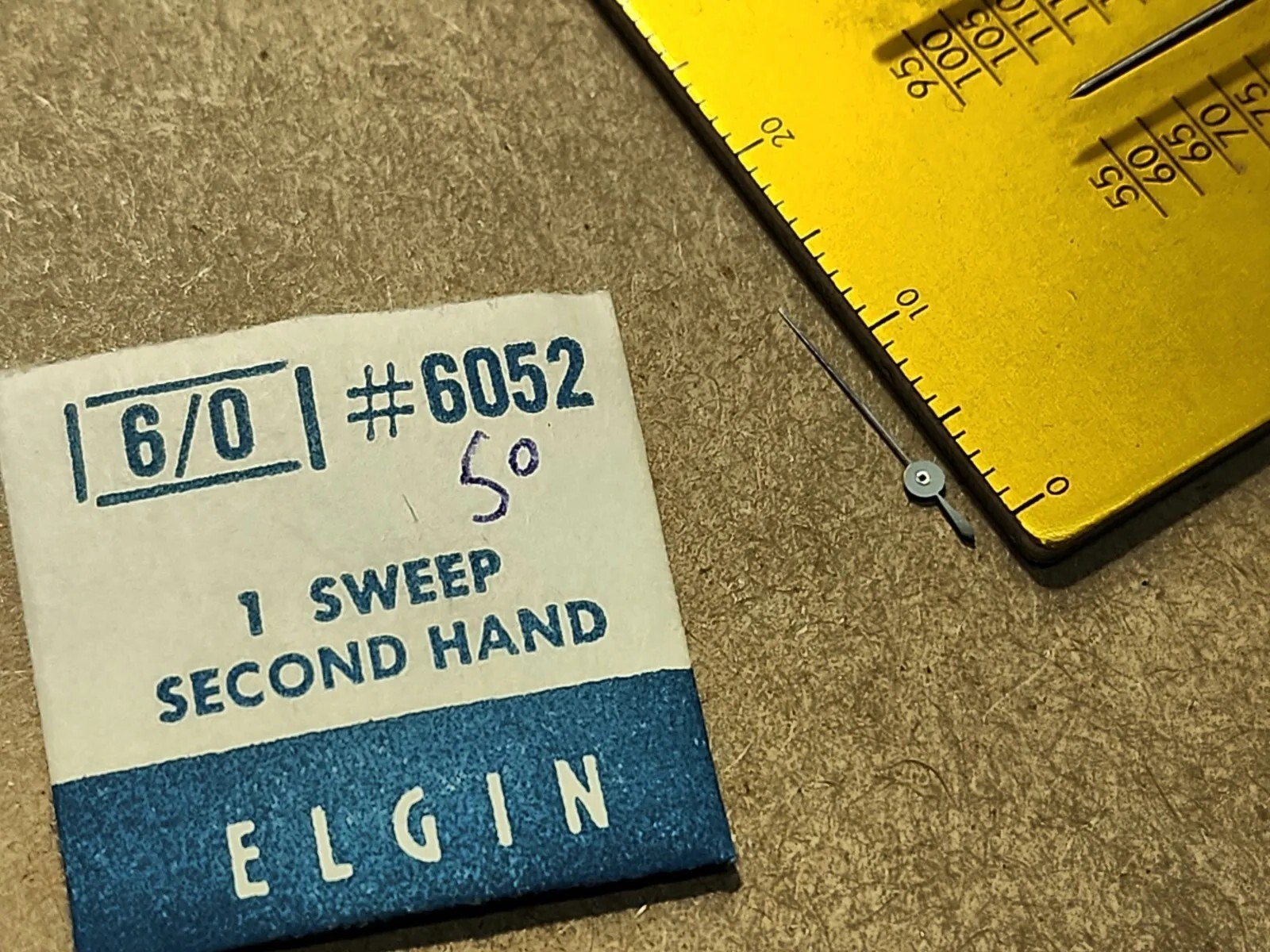 Original Factory NOS Elgin 6/0 P/N 6052 Silver Sweep Second Hand