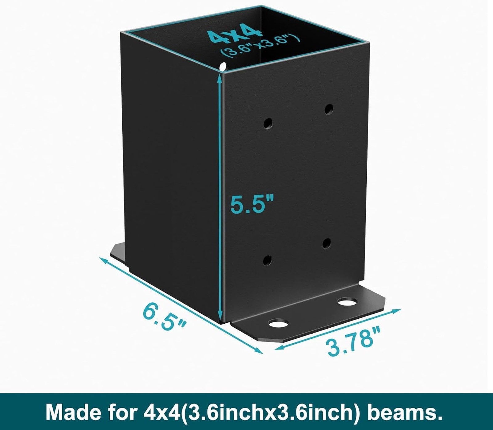 4×4 Post Base, 4×4 Post Bracket 8PCS, Inner Size 3.6×3.6 inch Fence Post Anch…