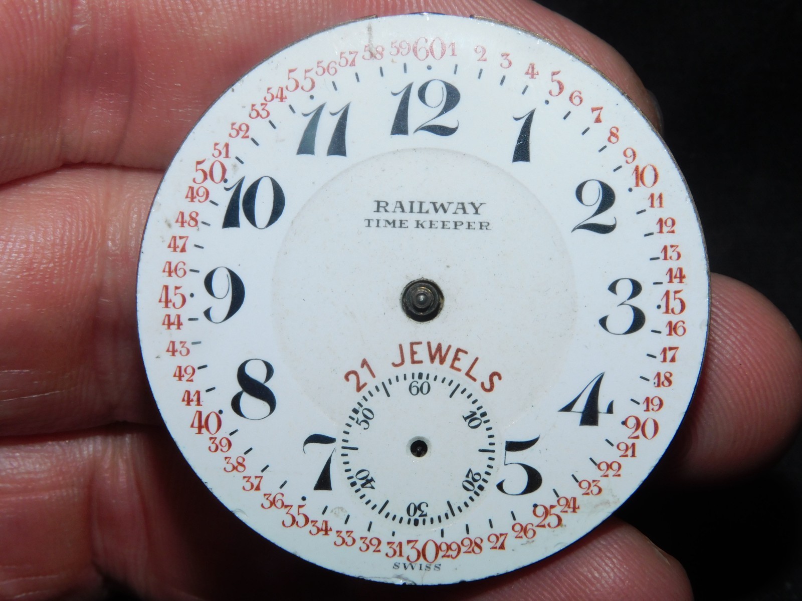 VINTAGE RAILWAY TIME KEEPER MOVEMENT & DAIL ONLY- 21 JEWELS – SERIAL# 350753
