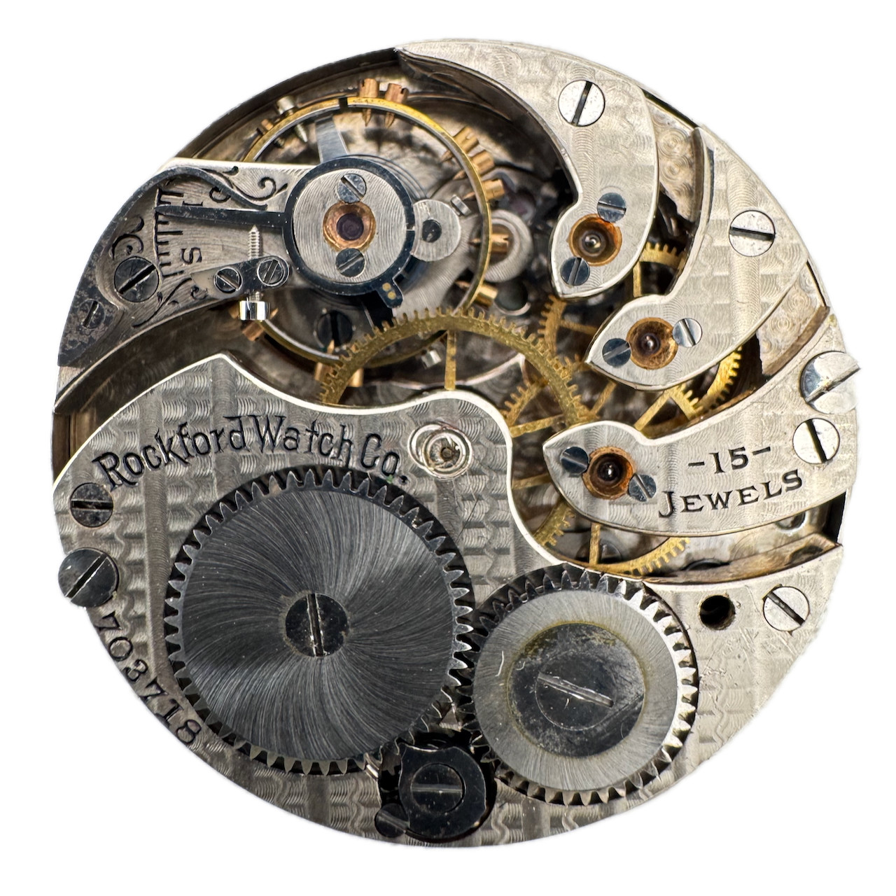 Antique 0s 1907 Rockford 1 15j Mechanical Hunter Pocket Watch Movement 160 USA