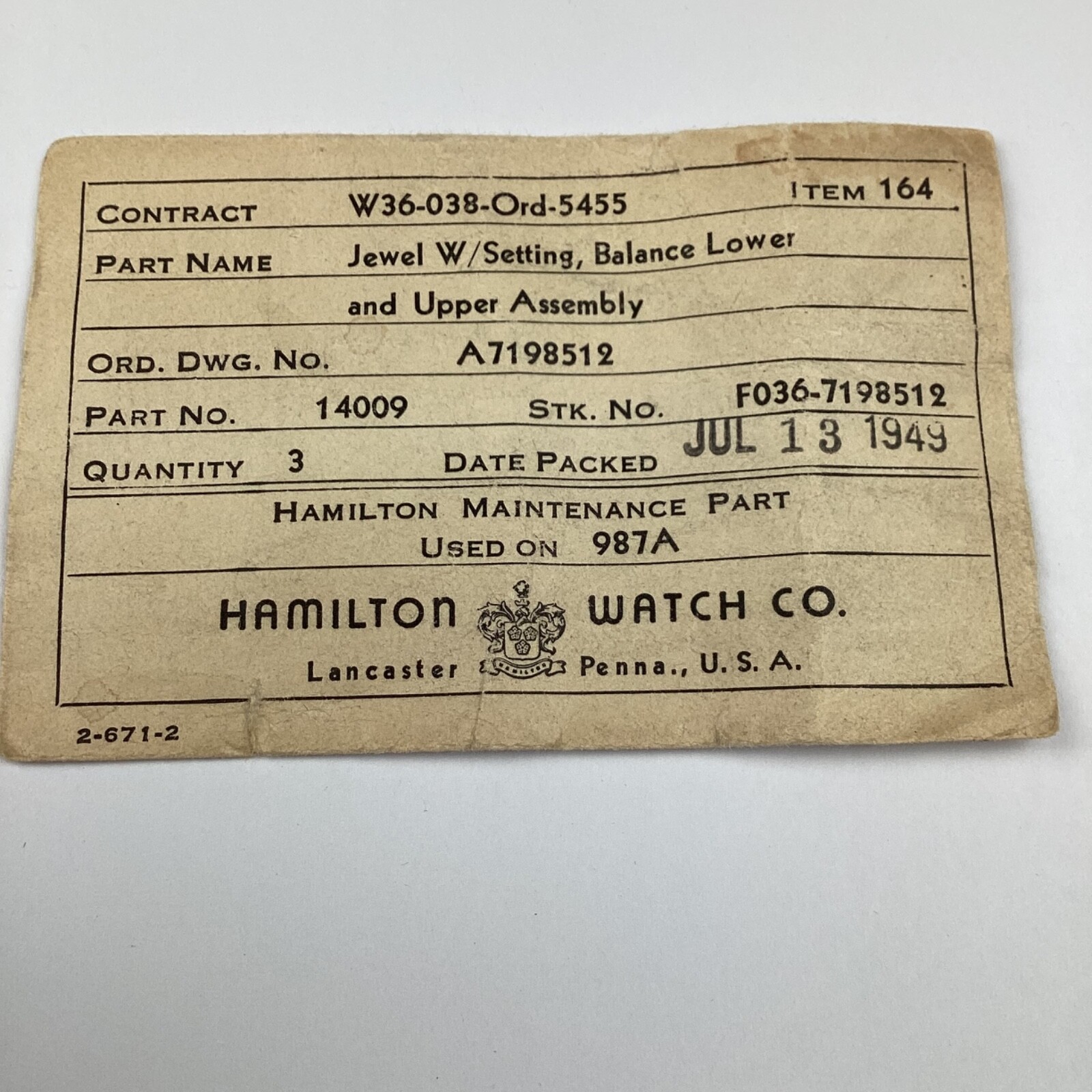 Vintage Hamilton Watch Parts, Movements, Dials, You Pickem
