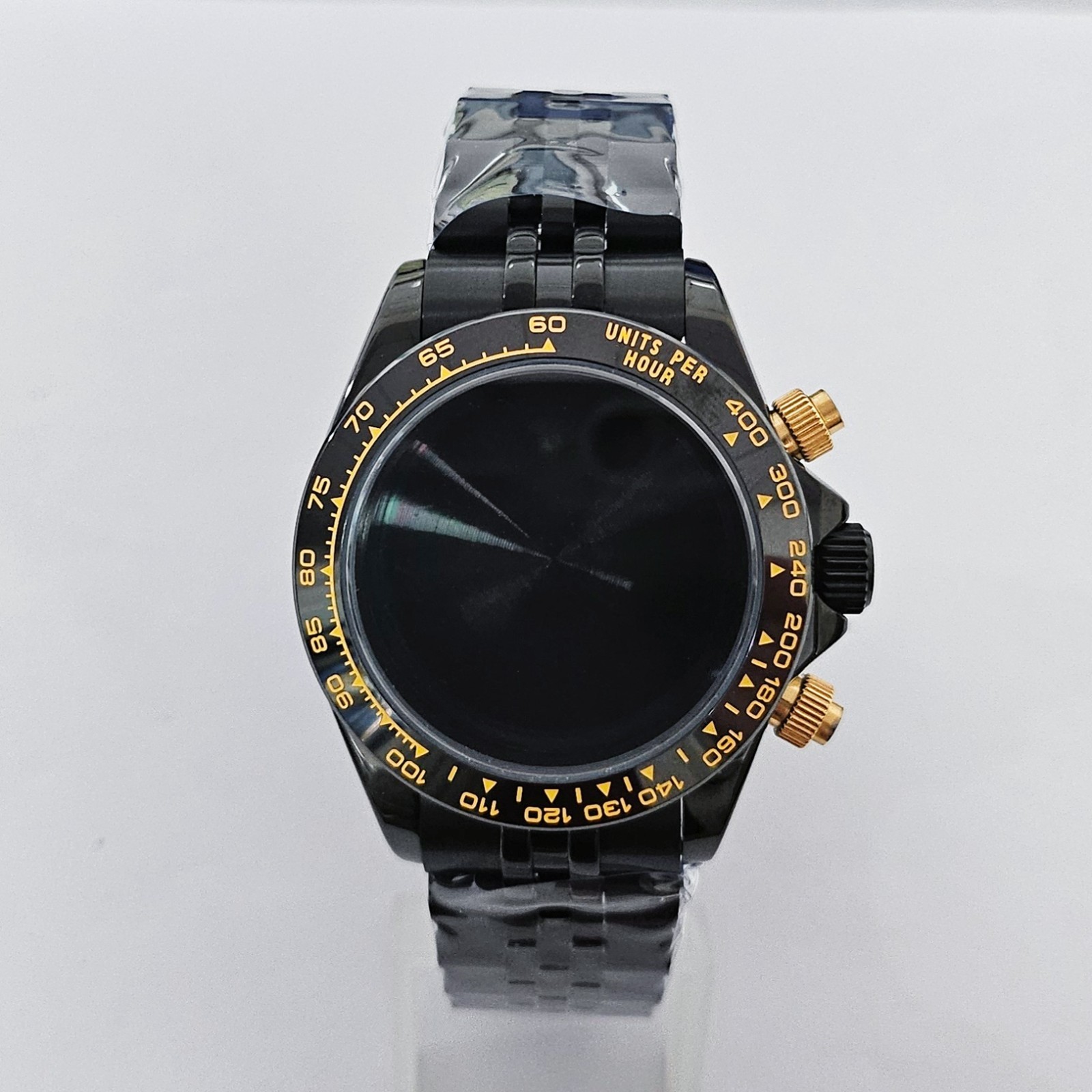 39mm VK63 Case + Steel Bracelet Plated Sapphire Crystal Fit Quartz