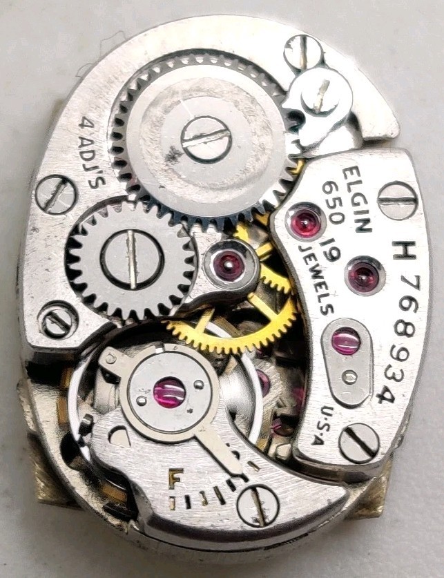 Vintage Elgin Cal. 650 19 jewel wrist watch movement running