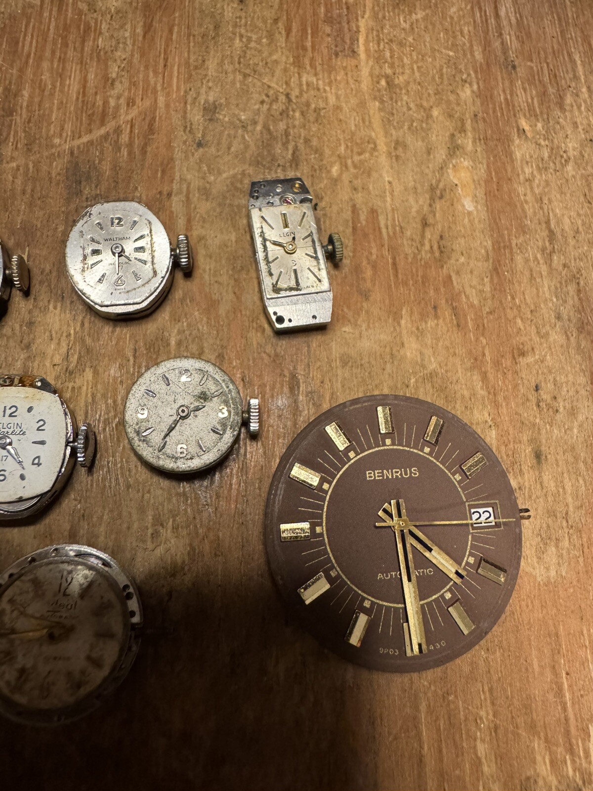 Vintage Lot Of 10 Ladies Watch Movement/Faces Swiss Misc Parts/Steampunk/Craft