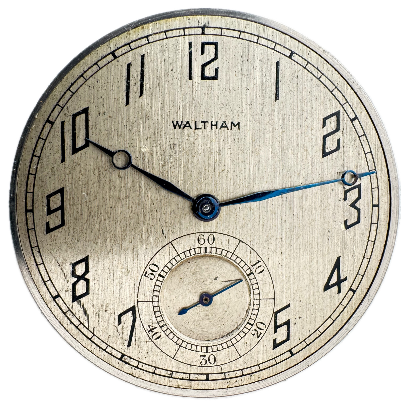 Antique 12s 1921 Waltham Metallic Single Sunk Dial Pocket Watch Movement No. 225