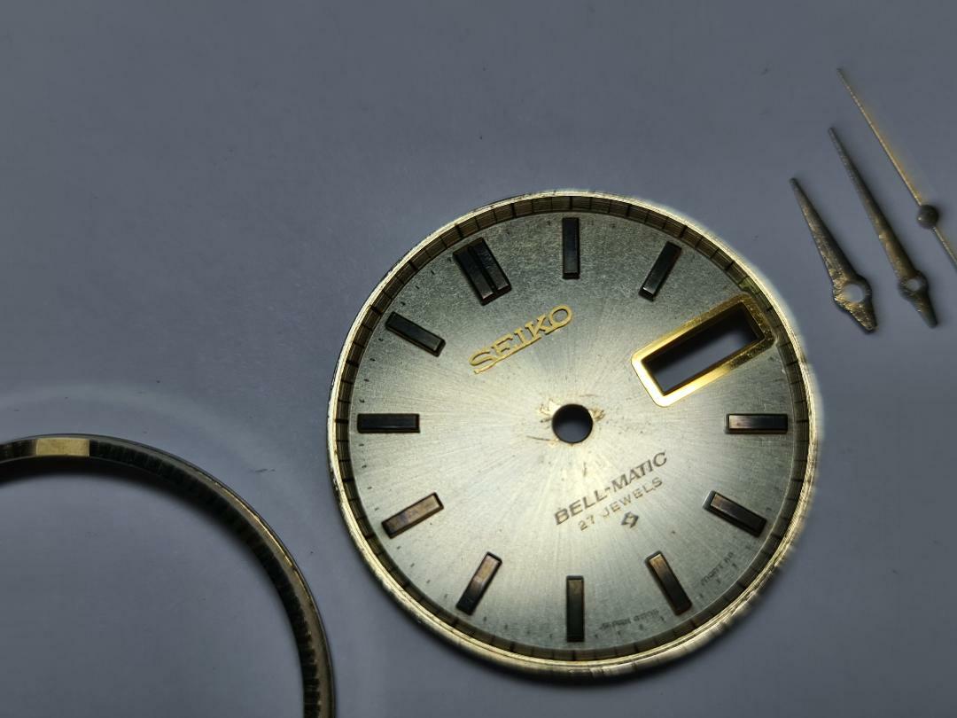 GENUINE USED YELLOW GOLDEN ALARM WHEEL DIAL HANDS SEIKO BELL-MATIC 4006-7020