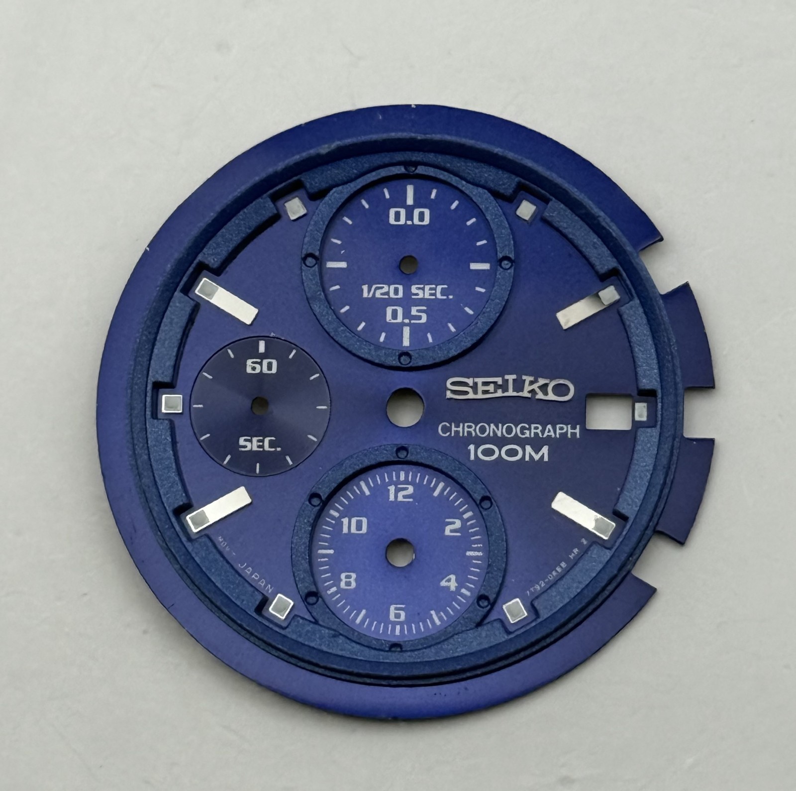 Seiko 7T92-0KE0 Watch Dial Chronograph 100M Blue Japan Spare Parts Repair 30.9mm