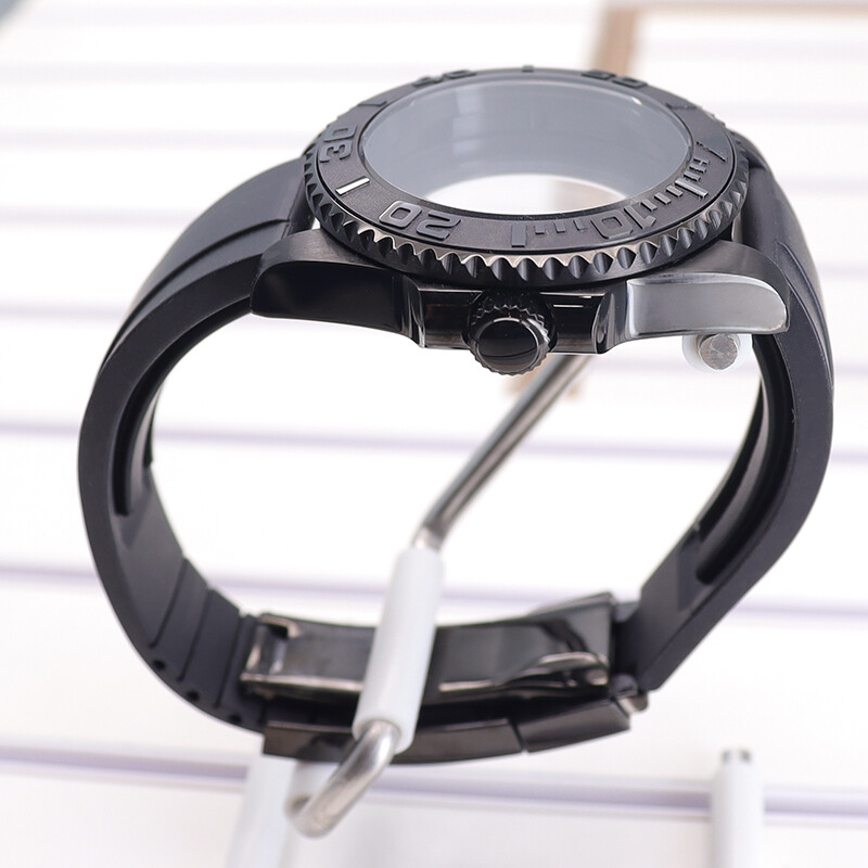 40mm nh35 nh36 YACHT Watch Case Rubber Strap Stainless Steel Sliding Lock Buckle