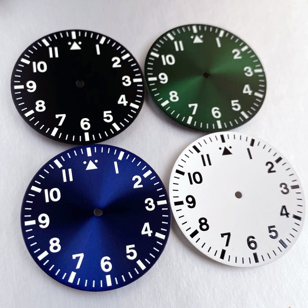 Classic Simple 38mm Black White Blue Number Watch Dial Face For NH35 NH36 2824