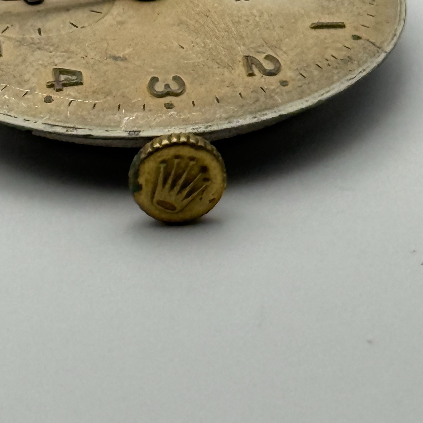 Tudor Watch Movement Running FEF 290 Rolex Crown For Parts / Restoration 23.6mm