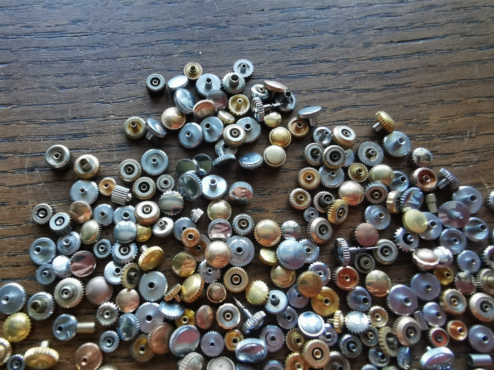 Watch Crowns, Chrome / Gilt, Used, Large Lot, Watchmaker Parts #R815
