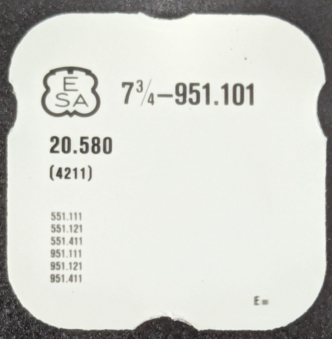 NOS ESA ETA Quartz Watch Cal. 951.101 Rotor Part# 20.580 / 4211